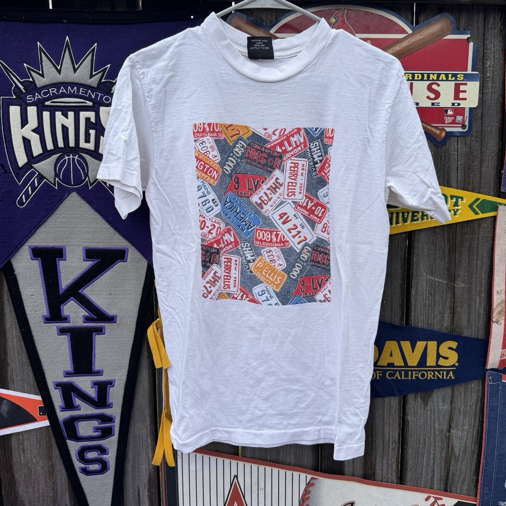 Size S - Vtg '90 Mens America Perry Ellis Cotton Tee Shirt
